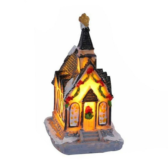 Tahtuvzn School Christmas Decorations Indoor Resin House Decoration Microscape Gifts Crafts LED Warm Light Home Desktop