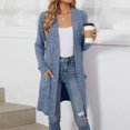 thumbnail image 5 of BXINGOHAI Cardigan Sweaters for Women Fashion Brushed Stripe Long Sleeve Coat Lightweight Mid Length Sweater With Pockets Today Blue,XXL, 5 of 6