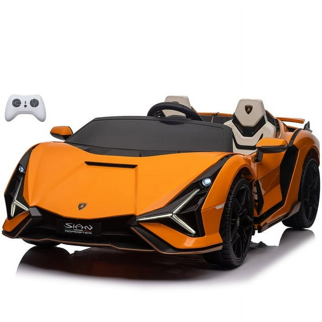 Voltz Toys Ride-on Car for Kids, 24V Lamborghini SIAN, 4WD Battery Powered Electric Car with Remote Control, EVA Wheels, Open Doors, Storage, Leather Seat, LED Lights & Music for 3-8 Years (Blue)