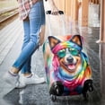 thumbnail image 3 of Hippie Australian Cattle Dog Portrait Watercolor Tie-Dye Vintage Styles Travel Luggage Cover Heeler Lover Gifts Suitcase Dust Protective Decor - 00014, 3 of 5