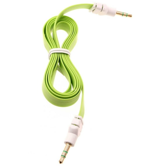 3.5mm Aux Cable Adapter Car Stereo Aux-in Audio Cord Speaker Jack Wire Green Y8N for Acer Liquid Jade Primo - Alcatel Onyx, Insight, Apprise, Jitterbug Smart, Avalon V, Go Flip V, My Flip 2 4G