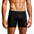 thumbnail image 2 of Men's Comfortable Swim Trunks Shorts and Cap Set, Elastic Waist Swimwear with Flame Pattern and UV Protection Beach & Poolside Vacation Red 3XL, 2 of 8