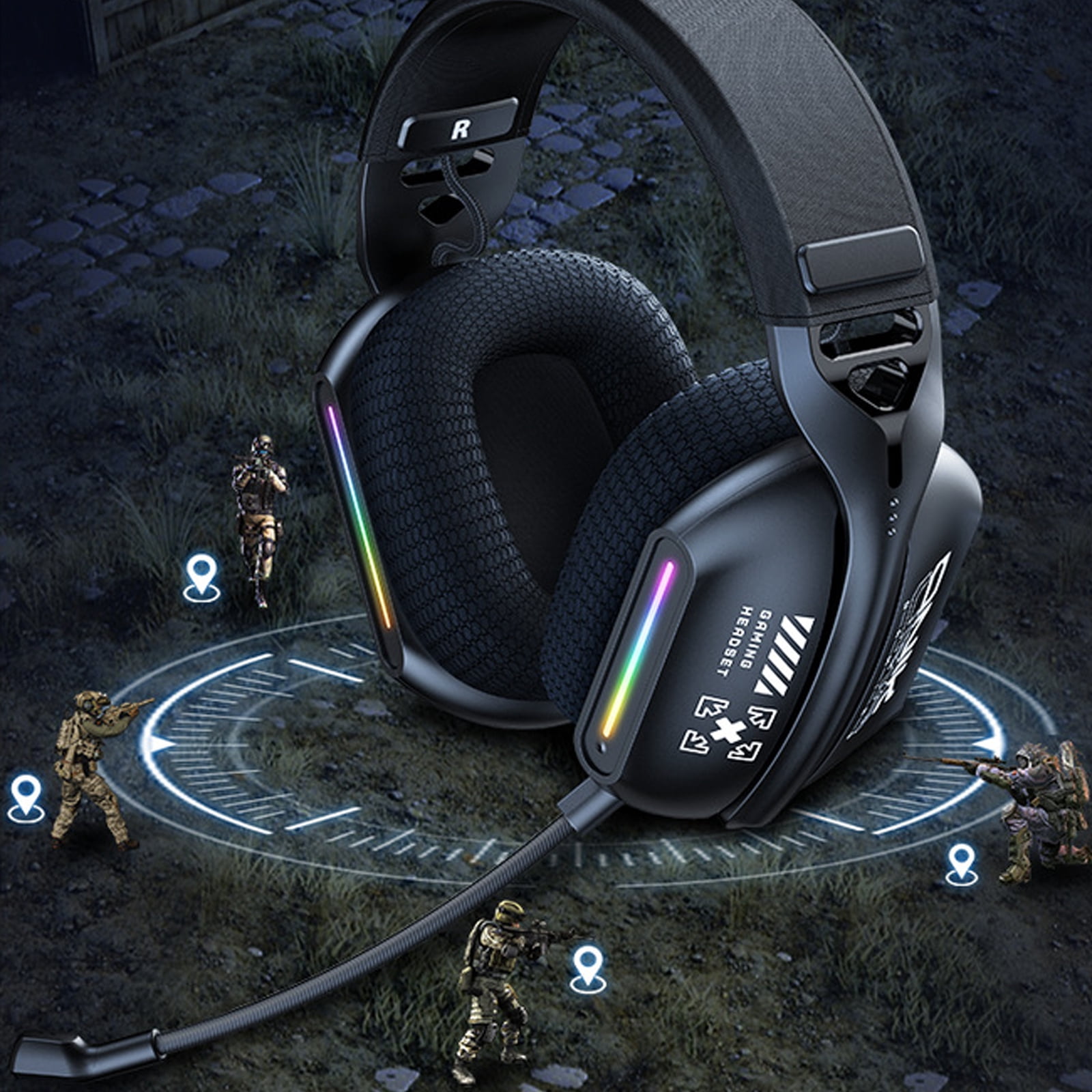 2.4GHz Wireless Gaming Headset for PC PS5 PS4, Ultra-Low Latency USB-C Dongle Gamer Headphones with Microphone, Bluetooth 5.3 & 3.5mm Wired Mode Gaming Headset for Switch Mobile Mac Laptop