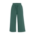 thumbnail image 3 of Women's High Waisted Sweatpants, Cropped Wide Leg Joggers with Elastic Drawstring, Casual Lounge Pants for Women, Soft Athletic Cropped Pants for Sport and Home Light Green S, 3 of 3