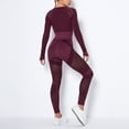 thumbnail image 6 of SELONE Workout Sets for Women Two Piece Outfits Seamless Striped Hollow Yoga Clothes Hip Quick-drying Fitness Suit 27-Wine XS, 6 of 9