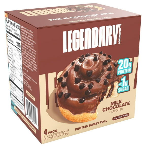 Legendary Foods Protein Sweet Roll - Chocolate 4 Pack | Protein Snack | Gluten-Free| Keto Friendly