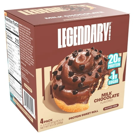 Legendary Foods Protein Sweet Roll - Chocolate 4 Pack | Protein Snack | Gluten-Free| Keto Friendly