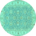 thumbnail image 1 of Ahgly Company Machine Washable Indoor Round Persian Turquoise Blue Traditional Area Rugs, 4' Round, 1 of 4