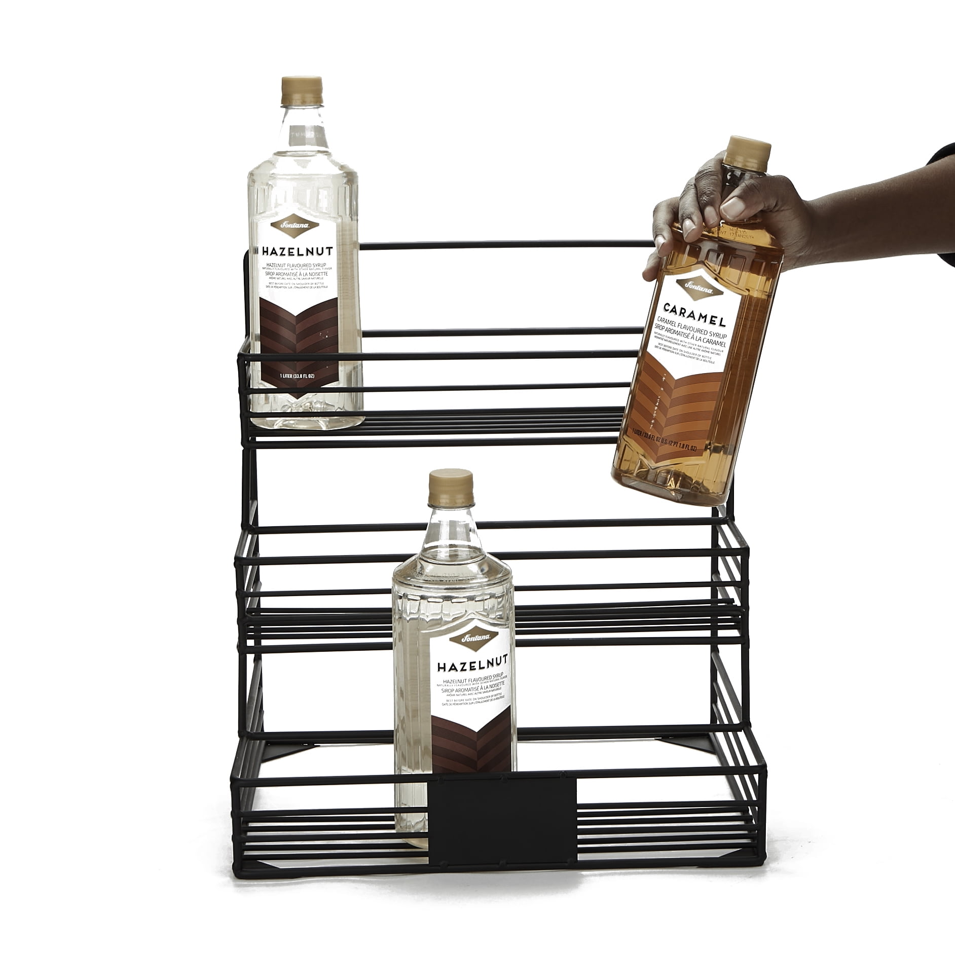 Iron Syrup Bottle Holder, Wire 12 Compartment Bottle Storage Organizer