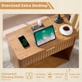 thumbnail image 3 of Nightstand Set of 2 with Charging Station, Fluted Bedside Tables Night Stands with Drawer & Shelf, Mid Century Side Tables for Bedroom, Tea Brown, 3 of 10