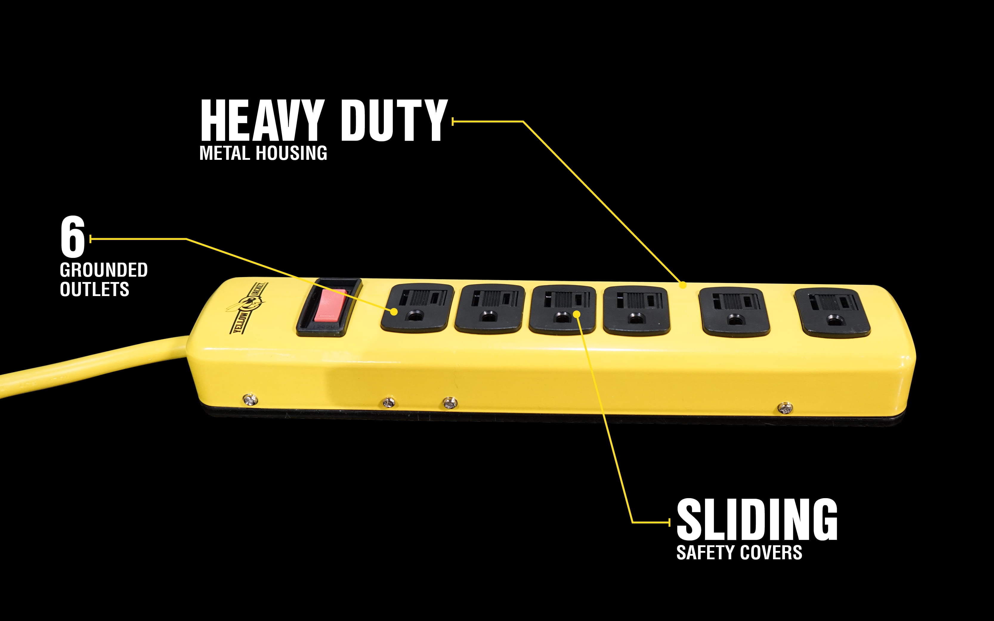 Yellow Jacket 5139N Heavy Duty Metal Power Strip with 6 Outlets And 6 Foot Cord