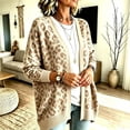 thumbnail image 4 of Dweltoz Leopard Print Cardigan Sweaters for Women Open Front V Neck Knitted Cardigan Long Sleeve Button Down Fall Sweaters Coat Y2k Oversized Chunky Sweaters, 4 of 5