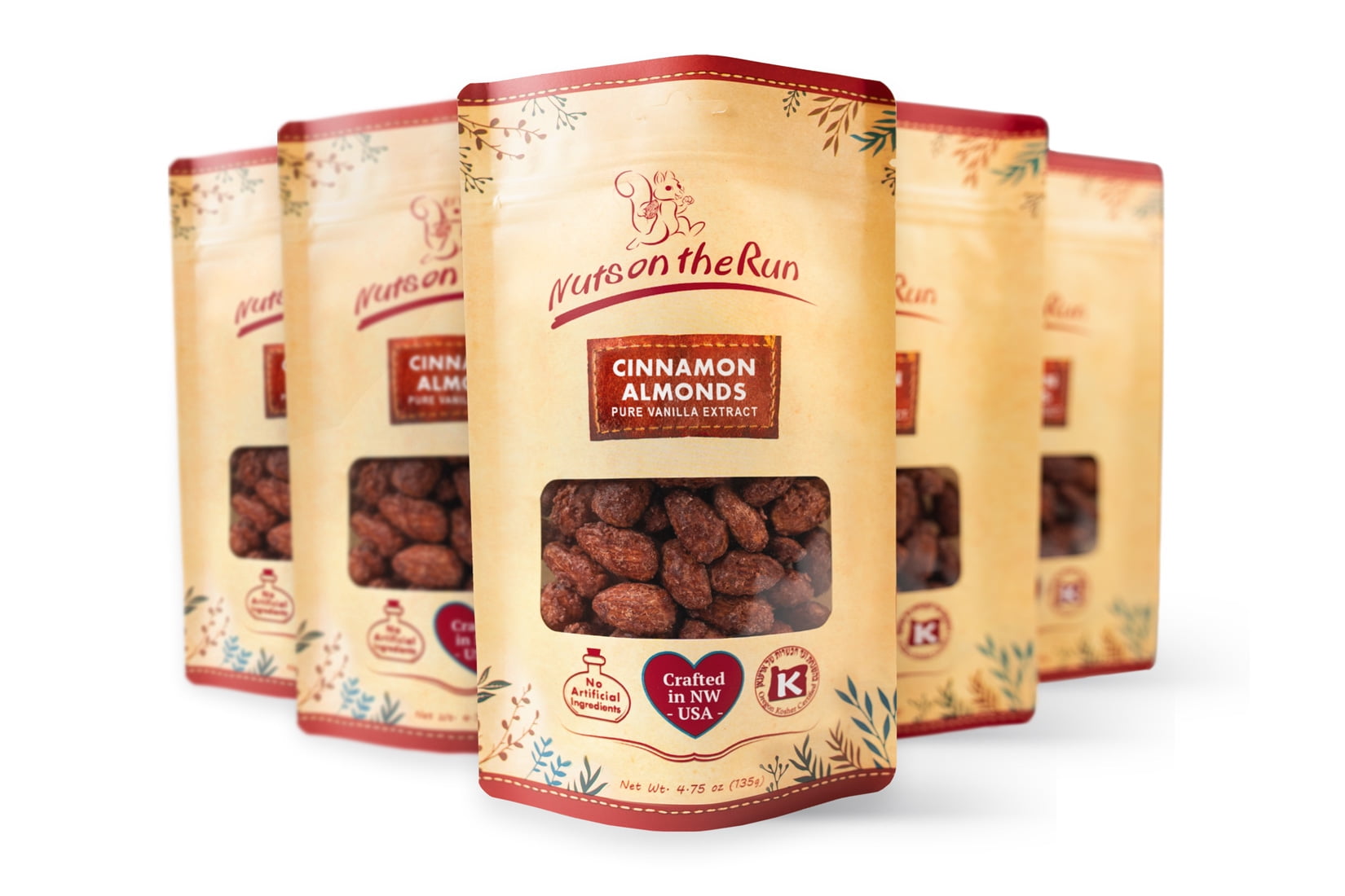 Cinnamon Vanilla Almonds, 23.75oz (PACK OF 5 BAGS), Satisfaction
