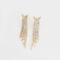 thumbnail image 4 of Aretes Mariposa P/ Dama Largos Fiesta Swarovski Oro 14K Lam dorado Unitalla, 4 of 7