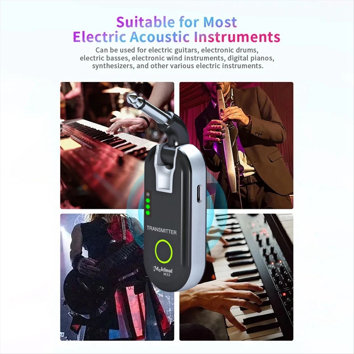 NEW M33 2.4GHZ Wireless Guitar System Rechargeable Audio Transmitter Receiver 50M Transmission Life Real-Time Transmiss