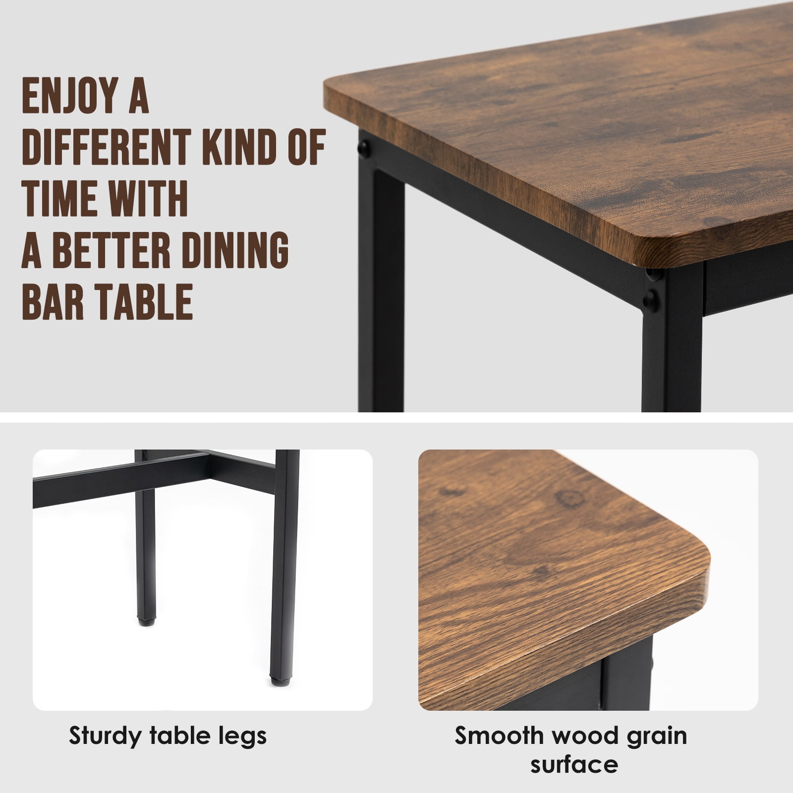 Rongbuk 44.5" Adjustable Dining Table, Brown