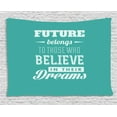 thumbnail image 1 of Motivational Tapestry, Hipster Letters Saying Advice Believe in Your Dreams Have Faith in Yourself, Wall Hanging for Bedroom Living Room Dorm Decor, 80W X 60L Inches, Teal White, by Ambesonne, 1 of 2