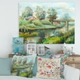 thumbnail image 2 of Designart ' Rustic Landscape With Bridge On The River ' Lake House Canvas Wall Art Print, 2 of 3