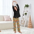 thumbnail image 6 of Dailycode Women's Pajama Pants Wide Leg Lounge Pj Bottoms With Pockets Colorful Flower and Mushroom, 6 of 7