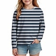 thumbnail image 2 of Ashirexll Girls Long Sleeve Shirts Gradient Striped Print Long Sleeve Casual Top for Big Girls 3-14 Years, 2 of 7