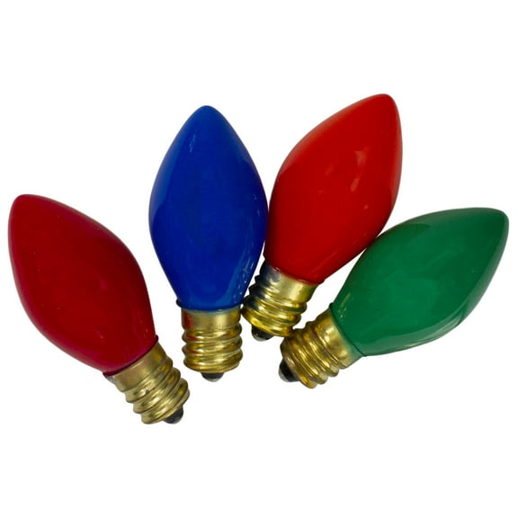 Pack of 4 Multi-Color Opaque C7 Christmas Replacement Bulbs