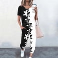 thumbnail image 2 of LYXSSBYX Womens 2 Piece Outfits for Summer Short Sleeves Fashion Women Summer Printing Button Casual Short SLeeve Top+ Pant Set, 2 of 3