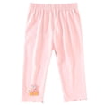 thumbnail image 3 of Afuyipoi Little Girls Cotton Cute Embroidery Leggings Size 9M-3T Breathable Elastic Waist Cropped Capri Pants for Kids Everyday Play Home Outdoor Activities Pink Size 12M, 3 of 10