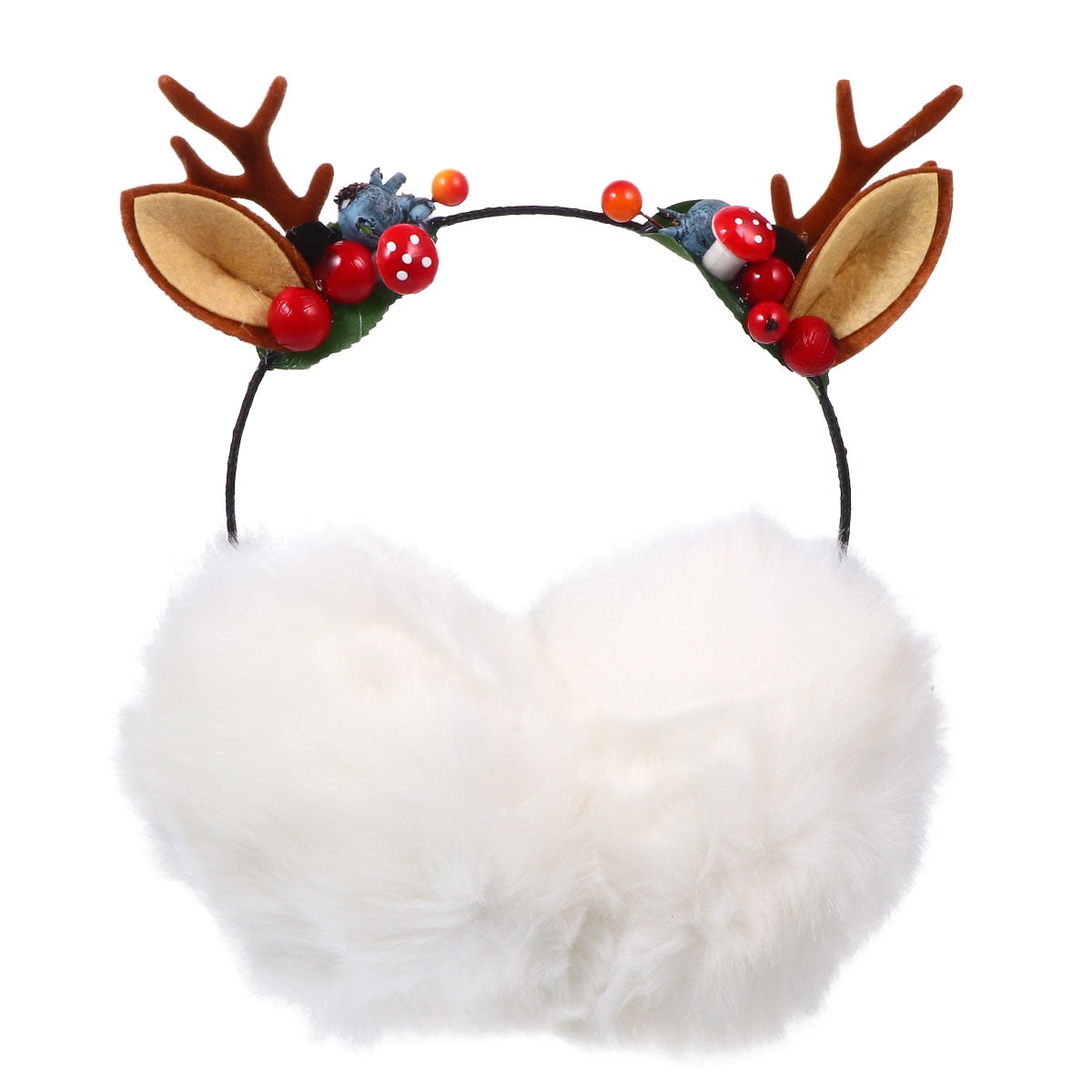 Women Girls Elk Earmuffs Cute Christmas Antlers Ear Warmer Plush Fluffy Winter Ear Wrap Earflap Adjustable Outdoor Ear Cover Headband Faux Fur Ear Warm Protection Thermal Outdoor Outfits Accessories