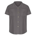thumbnail image 4 of Womens Button Down V Neck Denim Shirts Long Sleeve Blouse Roll Up Cuffed Sleeve Casual Work Plain Tops with Pockets, 4 of 5