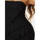 thumbnail image 5 of Vestido Midi Sin Mangas Inspire Chic para Mujer, Vestido de Fiesta con Volantes y Dobladillo Irregular, Color Negro, 5 of 5
