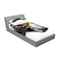 thumbnail image 2 of Ambesonne Vintage Fitted Sheet & Pillow Sham Set, Retro 40s Drag Car, Twin, Grey Orange, 2 of 2