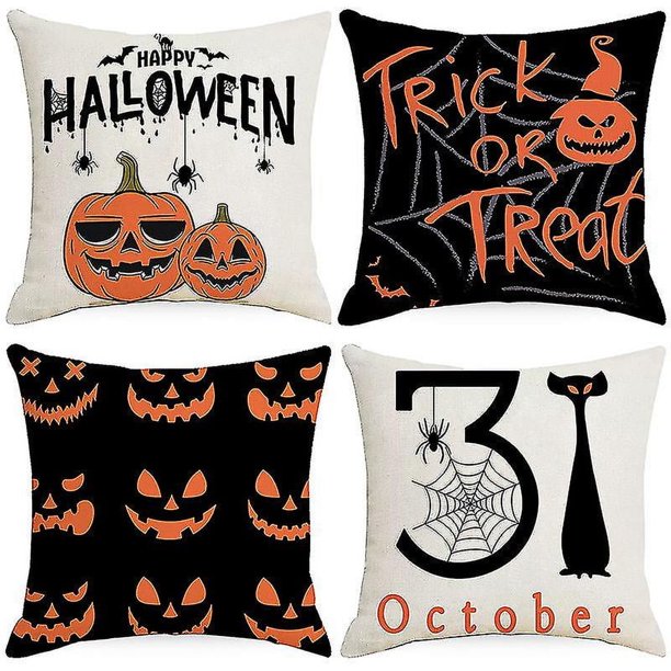 Funda de almohada con estampado de calabaza de Halloween, decoración del hogar, funda de cojín para sofá o ventana