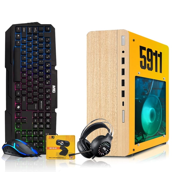 Restored HP Full Light Gaming PC Desktop Computer 5911 AMD A10-9700, RX 550, 16GB RAM, 512GB SSD, RGB KBM with AI Copilot, WiFi, RGB Headphone, Webcam, Windows&nbsp;11 (Refurbished)