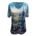 thumbnail image 5 of SHEOWO Plus Size T-Shirts for Women Casual Womens Summer Tops Flower Print V Neck Short Sleeve Loose Tee for Daily Wear, 5 of 6