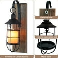 thumbnail image 4 of Wall Sconces Candle Holder: Set of 2 Farmhouse Wall Lantern Decor Wood Brown Decorations Indoor for Living Room Front Door Porch, 4 of 6