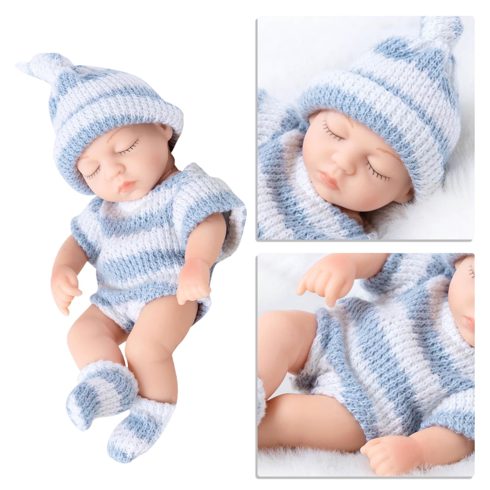 Partheme Novelty Toys 3 Counts 18cm Reborn Doll Simulation Pacifier Baby Bib Change Soft Rubber Toy Gift A B C D E F G