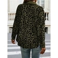 thumbnail image 6 of Women' Corduroy Leopard Jacket Button Down Long Sleeve Blouses Fall Jacket Casual Coat Army Green L, 6 of 7