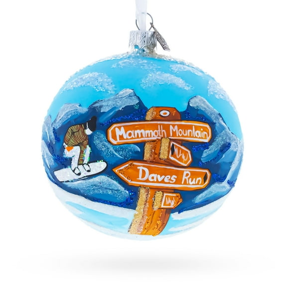 Mammoth Mountain Ski Area, California, USA Glass Ball Christmas Ornament 4 Inches