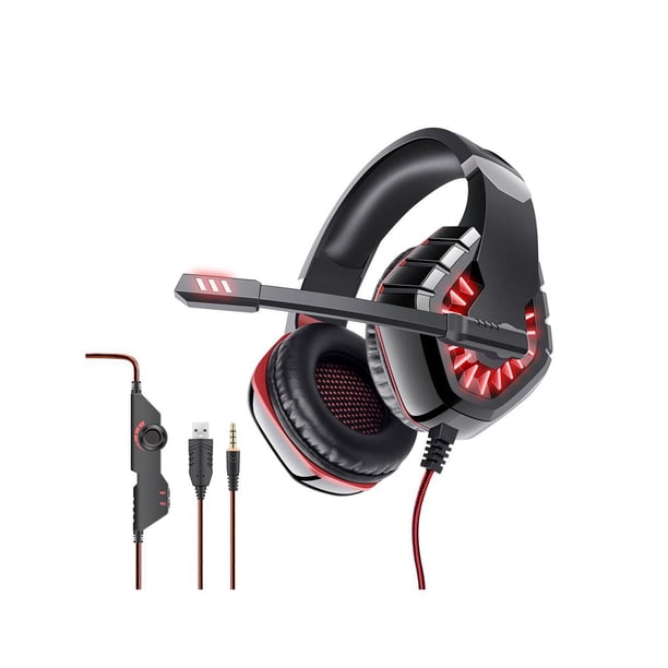 Auriculares Para Juegos Con Luz Led Auriculares Para Con Cable Auriculares Con Cable Micrófono Giratorio Auriculares Con Reducción De Ruido Para Computadora De Juegos Computadora Portátil Monstrate EL013328-02