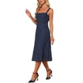 thumbnail image 4 of INSPIRE CHIC Women's Lace Prom Dress Straps Square Neck Sleeveless Formal Evening Cocktail Midi Dresses S Dark Blue, 4 of 4