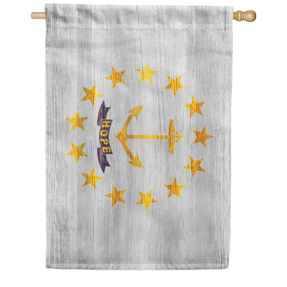 America Forever Rhode Island State Flag 28 x 40 Inch Double Sided Outdoor Yard Decorative USA Vintage Wood State of Rhode Island House Flag, Made in the USA