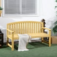 thumbnail image 3 of Resenkos 56" Outdoor Bench, 2-Person Wooden Seat with Back & Arm, Patio Bench for Deck, Porch, Poolside, Balcony, Comfort & Style,Natural, 3 of 11