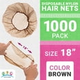 thumbnail image 2 of Brown Disposable Hair Net, 18 Inches. 1000 Pack Micro Nylon Bouffant Hair Nets. Bouffant Caps Disposable with Elastic Edge. Stretchable Hairnets for Foodservice, Industrial Use, 2 of 9
