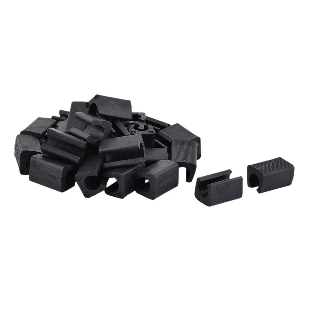 30 Pcs Antislip Plastic U Shape 11mm Chair Foot Cover Table Furniture Leg Protector Black
