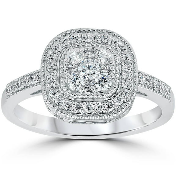 Empire Jewel Round Cut 2.5 Ct Diamond Rings - 14K White Gold Plated Rings Gifts - Silver Diamond Beautiful Special Occasion Rings - Multi Diamond Engagement Wedding Band - Christmas Gifts for Her