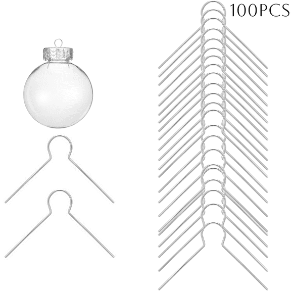 100Pcs Christmas Spring Steel Wire Ornament Hooks Ornament Hangers for Porcelain Ceramic or Glass Christmas Ornaments, Silver