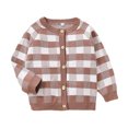 thumbnail image 2 of KYAIGUO Toddler Girls Checkerboard Knit Sweater Autumn Cardigan Plaid Tops Baby Boys Wiinter Warm Soft Sweater, 2 of 7