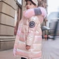 thumbnail image 4 of Girls' Coats Girls Winter Jacket Padded Coat Hooded Quilted Jacket Kids Warm Shining Snowsuit Windproof Outerwear Pink 5-6 Years, 4 of 6