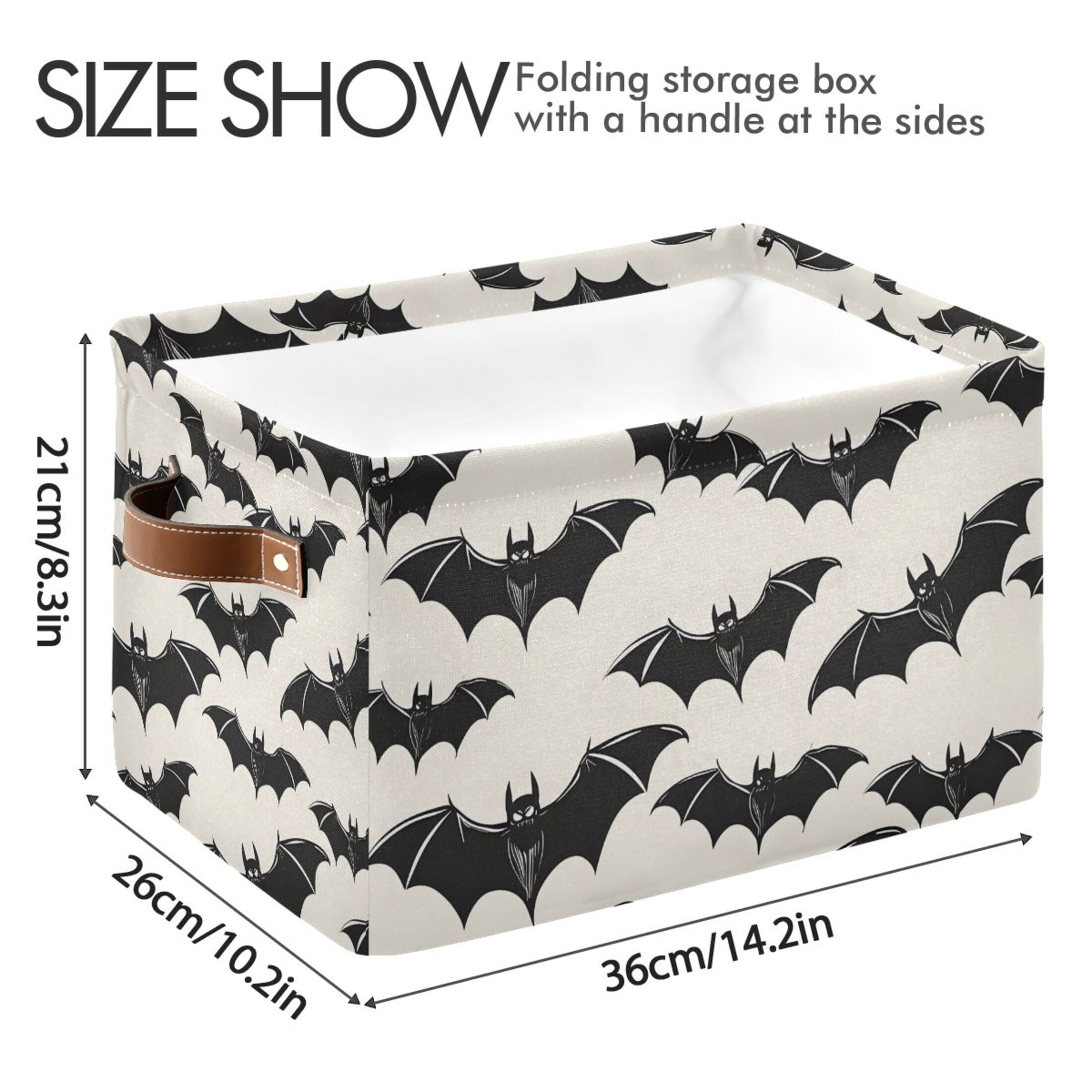 Ryvnso Bats Halloween Storage Basket Large Bin Foldable Boxes Toys Organizer 14.2x10.2x8.3in 2 PCs