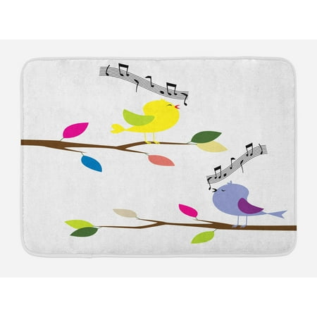 Best Singing Birds Birds Bath Mat, Cute Colorful Birds Singing on Tree Best Happiness Mascots Artsy Humor Illustration, Non-Slip Plush Mat Bathroom Kitchen Laundry Room Decor, 29.5 X 17.5 Inches, Multicolor, Ambesonne ()